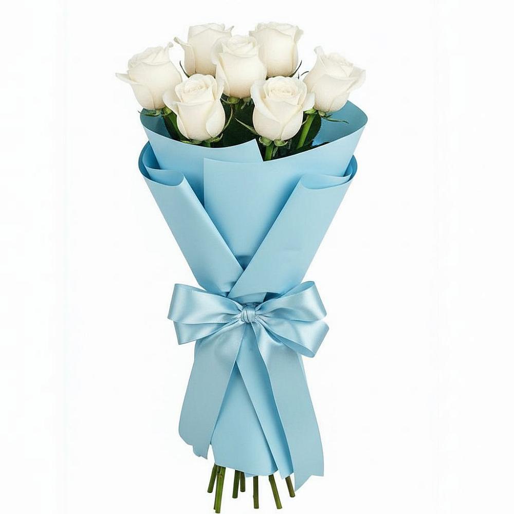 Букет 7 белых роз Проуд в Хучнях