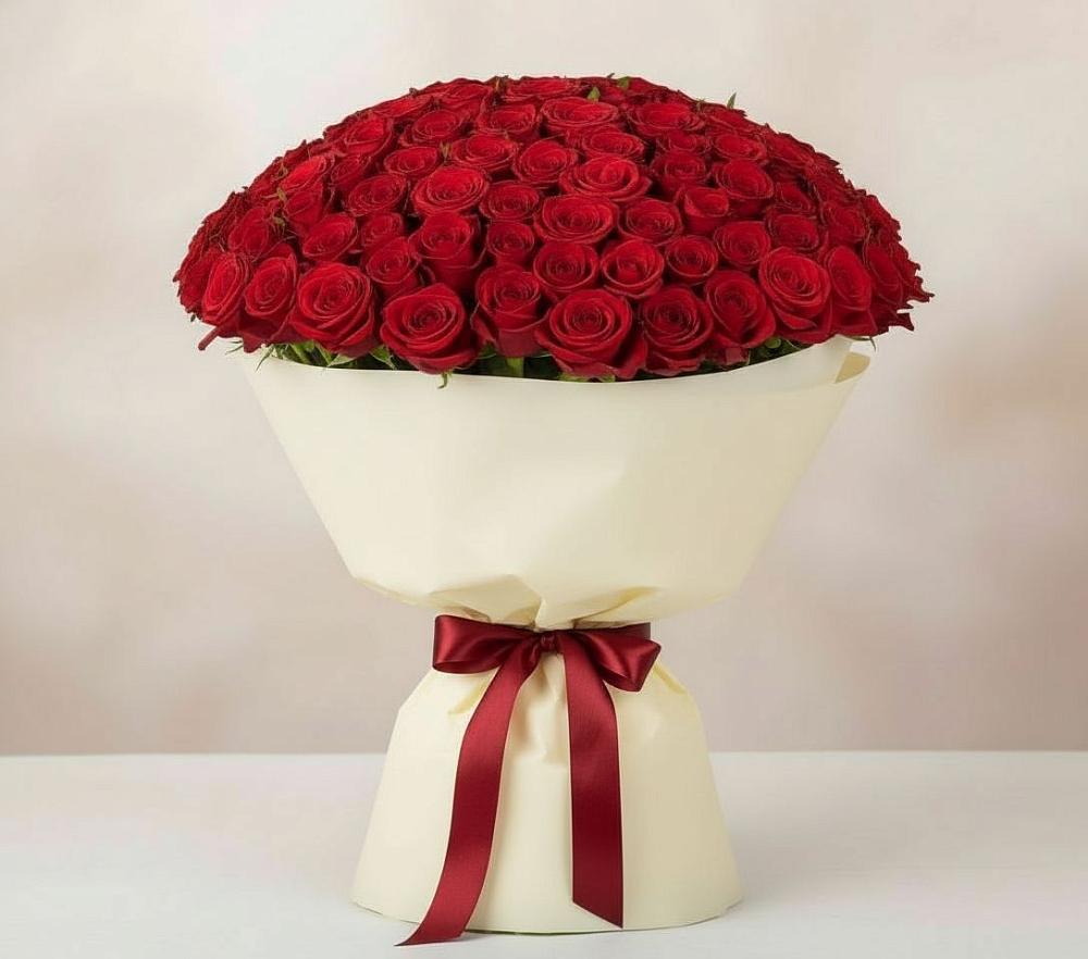 Букет 101 Красная роза Милано в Хучнях