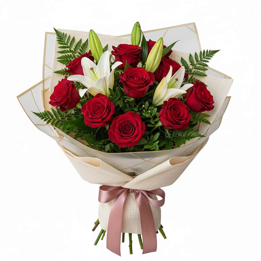 Букет цветов из: Лилии и Розы в Хучнях