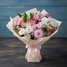 Букет цветов из:  Хризантемы, Альстромерии и Розы в Хучнях