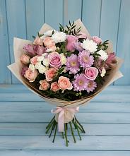 Букет цветов из:  Хризантемы, Розы и Альстромерии в Хучнях