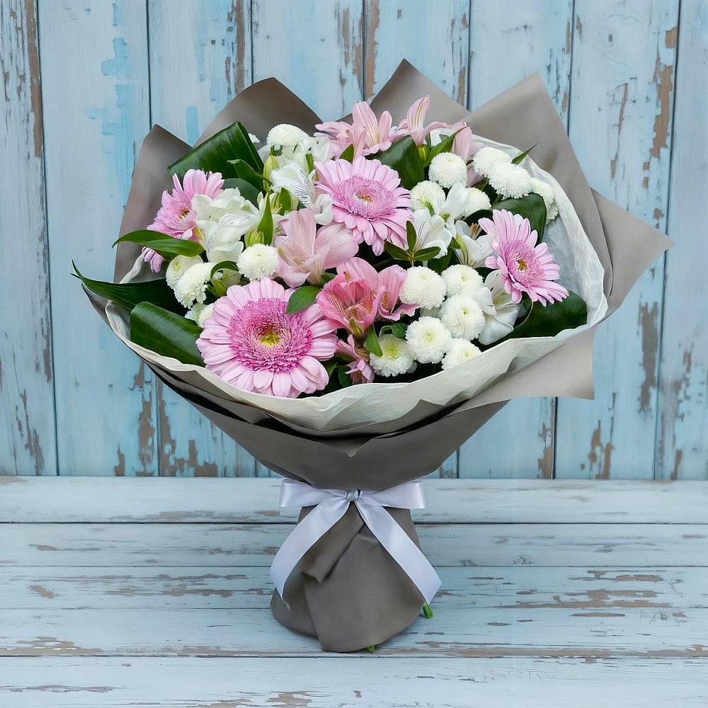 Букет цветов из: Герберы, Альстромерии и Хризантемы в Хучнях