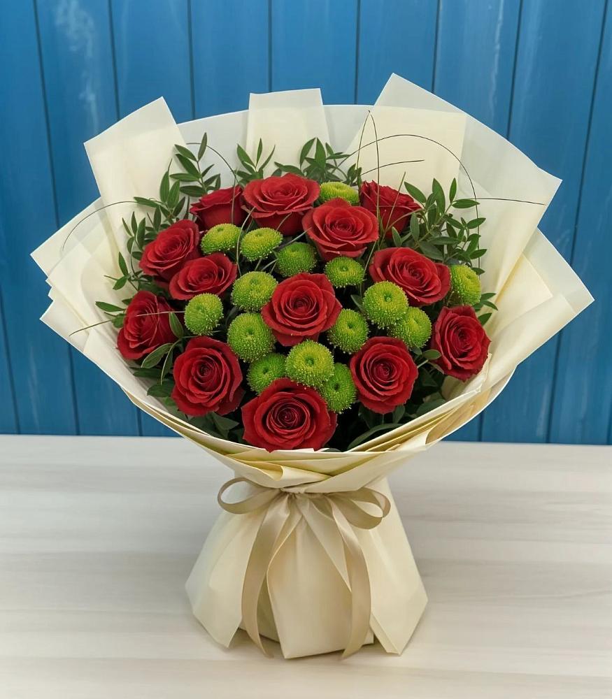 Букет цветов из: Розы и Хризантемы в Хучнях